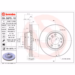 Disque de frein BREMBO 9587511 avant, ventilé, à haute teneur en carbone, 1 pièce
