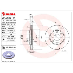 Disque de frein BREMBO 9961011 avant, ventilé, 1 pièce