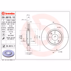 Disque de frein BREMBO 9961911 avant, ventilé, 1 pièce