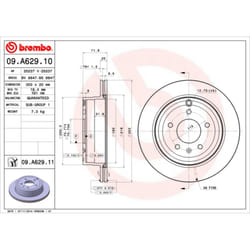 Disque de frein BREMBO 09A62911 arrière, ventilé, 1 pièce