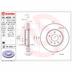 Disque de frein BREMBO 09A63011 avant, ventilé, à haute teneur en carbone, 1 pièce