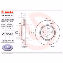 Disque de frein BREMBO 09A86611 avant, ventilé, 1 pièce
