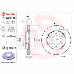Disque de frein BREMBO 09A86811 avant, ventilé, 1 pièce