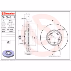 Disque de frein BREMBO 09C24010 avant, ventilé, 1 pièce