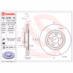 Disque de frein BREMBO 09C24511 avant, ventilé, à haute teneur en carbone, 1 pièce