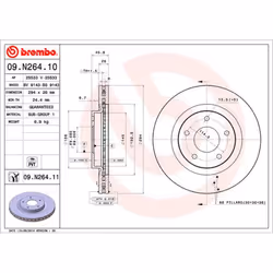 Disque de frein BREMBO 09N26411 avant, ventilé, 1 pièce