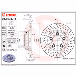 Disque de frein BREMBO 09C87811 arrière, ventilé, à haute teneur en carbone, 1 pièce