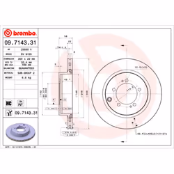 Disque de frein BREMBO 9714331 arrière, ventilé, à haute teneur en carbone, 1 pièce
