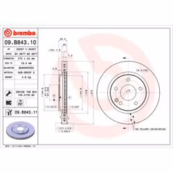 Disque de frein BREMBO 09B84311 avant, ventilé, à haute teneur en carbone, 1 pièce