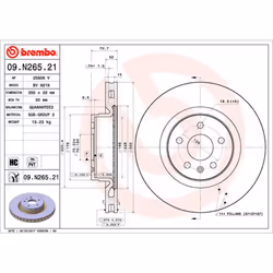 Disque de frein BREMBO 09N26521 avant, ventilé, à haute teneur en carbone, 1 pièce