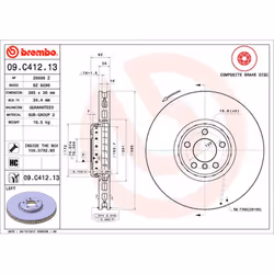 Disque de frein BREMBO 09C41213 avant, ventilé, à haute teneur en carbone, 1 pièce