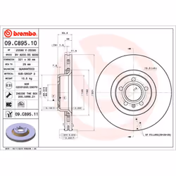 Disque de frein BREMBO 09C89511 avant, ventilé, à haute teneur en carbone, 1 pièce