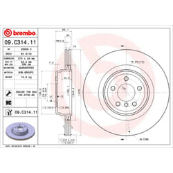 Disque de frein BREMBO 09C31411 arrière, ventilé, à haute teneur en carbone, 1 pièce