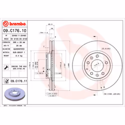 Disque de frein BREMBO 09C17611 avant, ventilé, 1 pièce