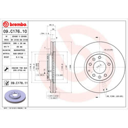 Disque de frein BREMBO 09C17611 avant, ventilé, 1 pièce