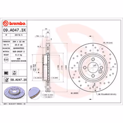 Disque de frein BREMBO XTRA LINE BREMBO 09.A047.3X, 1 pièce