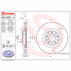 Disque de frein BREMBO 09C49711 avant, ventilé, 1 pièce