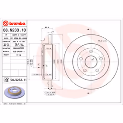 Disque de frein BREMBO 08N23311 arrière, plein, 1 pièce