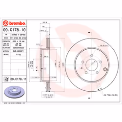 Disque de frein BREMBO 09C17811 arrière, ventilé, 1 pièce