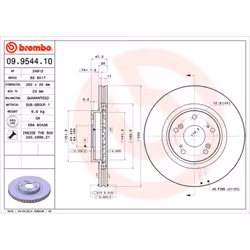 Disque de frein BREMBO 9954411 avant, ventilé, 1 pièce
