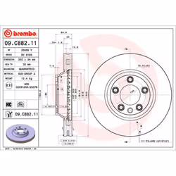 Disque de frein BREMBO 09C88211 avant, ventilé, à haute teneur en carbone, 1 pièce