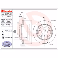 Disque de frein BREMBO 09C18011 arrière, ventilé, à haute teneur en carbone, 1 pièce
