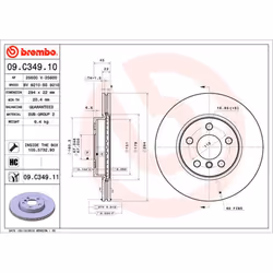 Disque de frein BREMBO 09C34911 avant, ventilé, à haute teneur en carbone, 1 pièce