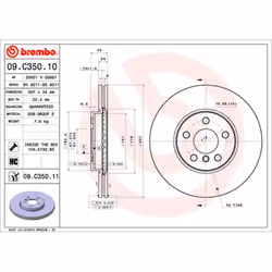 Disque de frein BREMBO 09C35011 avant, ventilé, à haute teneur en carbone, 1 pièce