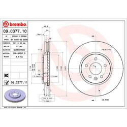Disque de frein BREMBO 09C37711 avant, ventilé, à haute teneur en carbone, 1 pièce