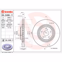 Disque de frein BREMBO 09C49911 avant, ventilé, 1 pièce