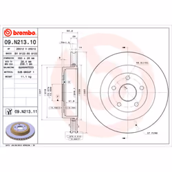 Disque de frein BREMBO 09N21311 arrière, ventilé, 1 pièce