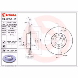 Disque de frein BREMBO 09C65711 avant, ventilé, à haute teneur en carbone, 1 pièce