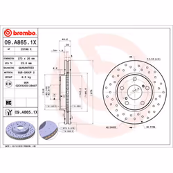 Disque de frein BREMBO XTRA LINE BREMBO 09.A865.1X, 1 pièce