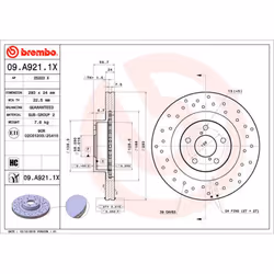 Disque de frein BREMBO XTRA LINE BREMBO 09.A921.1X, 1 pièce