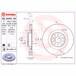 Disque de frein BREMBO 09A44441 avant, ventilé, à haute teneur en carbone, 1 pièce