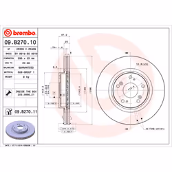 Disque de frein BREMBO 09B27011 avant, ventilé, 1 pièce
