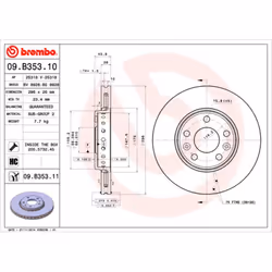 Disque de frein BREMBO 09B35311 avant, ventilé, à haute teneur en carbone, 1 pièce