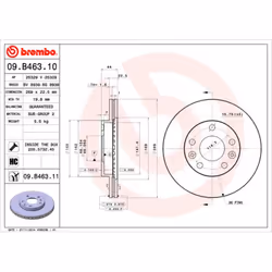 Disque de frein BREMBO 09B46311 avant, ventilé, à haute teneur en carbone, 1 pièce