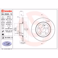 Disque de frein BREMBO 08D53013 arrière, plein, à haute teneur en carbone, 1 pièce