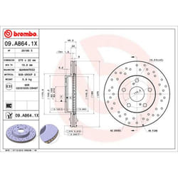 Disque de frein BREMBO XTRA LINE BREMBO 09.A864.1X, 1 pièce