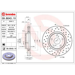 Disque de frein BREMBO XTRA LINE BREMBO 09.B043.1X, 1 pièce