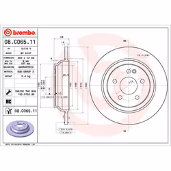 Disque de frein BREMBO 08C06511 arrière, plein, à haute teneur en carbone, 1 pièce