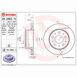 Disque de frein BREMBO 09C66311 arrière, ventilé, 1 pièce