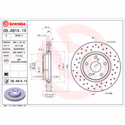 Disque de frein BREMBO XTRA LINE BREMBO 09.A914.1X, 1 pièce