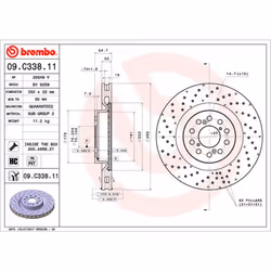 Disque de frein BREMBO 09C33811 avant, ventilé, à haute teneur en carbone, 1 pièce