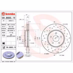 Disque de frein BREMBO XTRA LINE BREMBO 09.8665.1X, 1 pièce