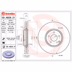 Disque de frein BREMBO 09A82821 avant, ventilé, à haute teneur en carbone, 1 pièce