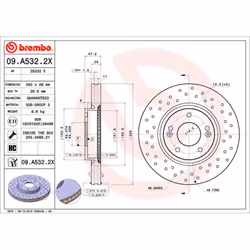Disque de frein BREMBO XTRA LINE BREMBO 09.A532.2X, 1 pièce