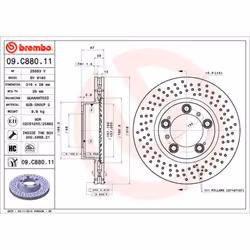 Disque de frein BREMBO 09C88011 avant, ventilé, à haute teneur en carbone, 1 pièce