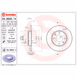Disque de frein BREMBO 8960611 avant, plein, 1 pièce